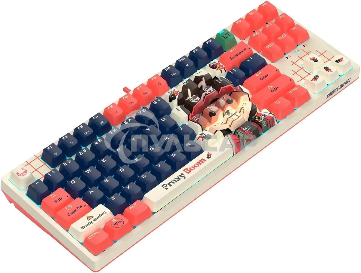 Клавиатура проводная A4Tech Bloody AT87 Proxy Boom USB бежевый/красный