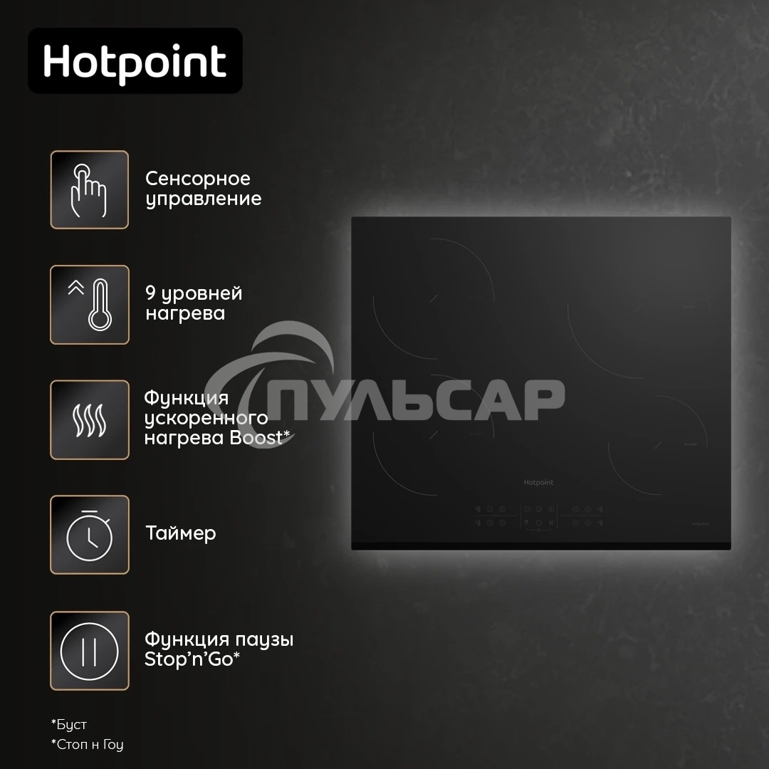 Индукционная варочная панель Hotpoint HB 1560S BF, независимая, черный