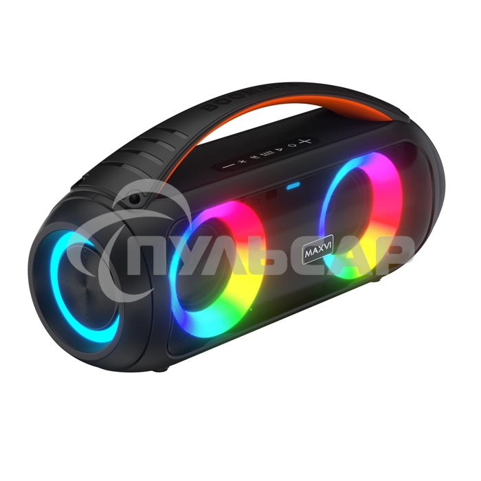 Беспроводная колонка Maxvi PS-04 black 20W, 4500 мАч, RGB, Bluetooth/FM/AUX/MicroSD, микрофон, пульт