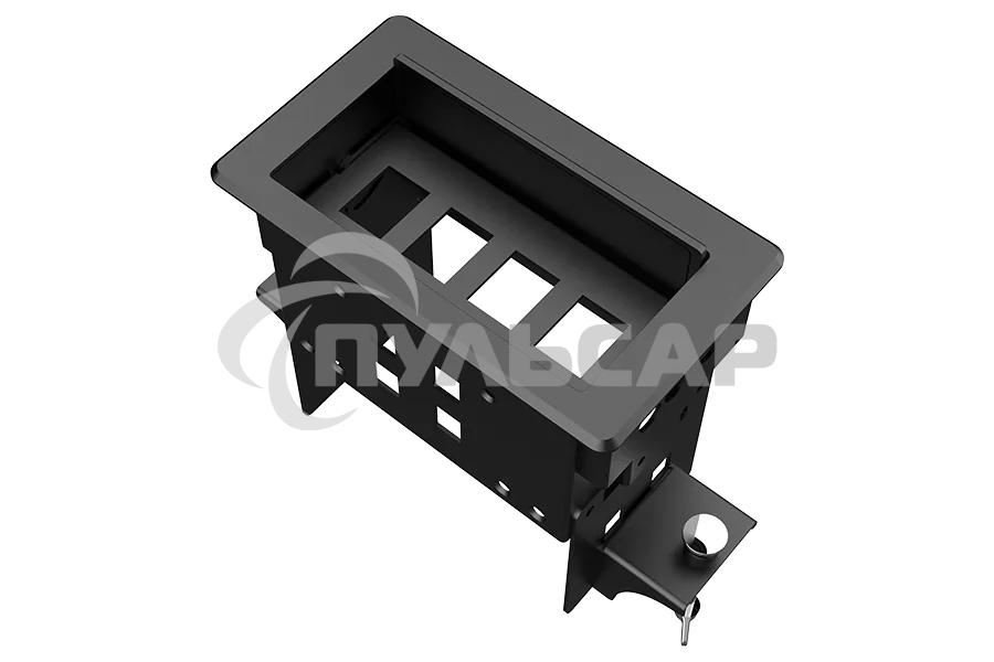 Прямоугольный металлический корпус Wize Pro WRTS-04BOX-B для модульной системы врезного лючка в стол с убирающейся крышкой для установки до 4 модулей-вставок, преустановленная рамка, черный