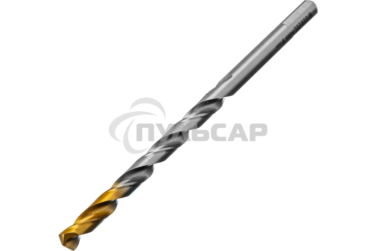 Сверло спиральное по металлу Denzel 9 х 175 мм, Р6М5, Golden Tip, удлиненное