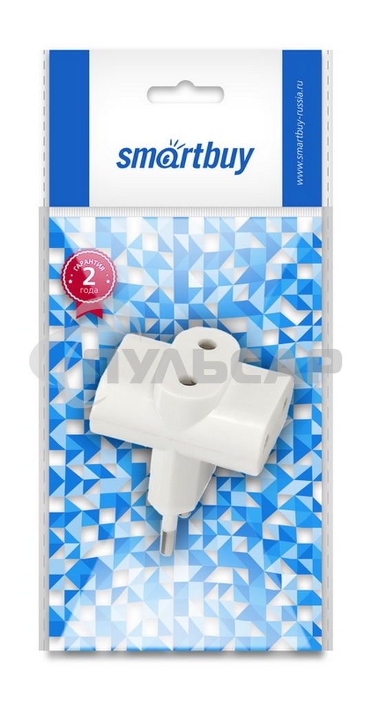 Разветвитель Smartbuy, 3 гнезда под плоскую вилку белый 6А 250B (SBE-06-A04-3)