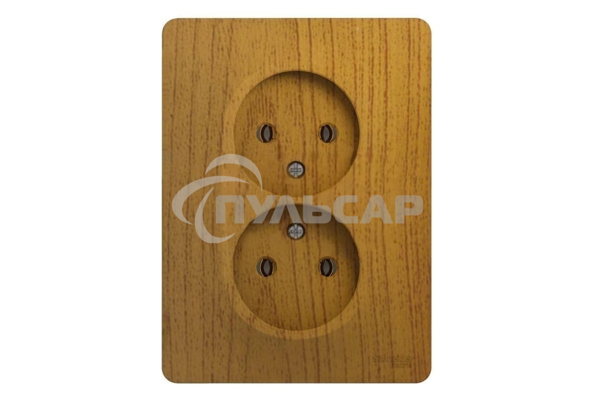 Розетка 2-м СП Glossa 16А IP20 без заземл. в сборе дер. дуб SchE GSL000520