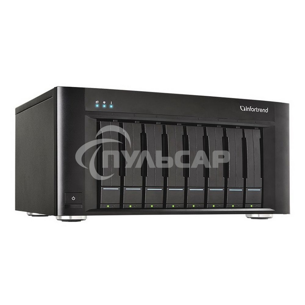 Система хранения данных Infortrend EonStor GSe Pro 100 8bay. Intel Atom 2.4GHz 4C CPU, 1x4Gb non-ECC, 4x1GbE(RJ45), 2x USB 2.0, 2x USB 3.0, 1x Host Board slot, 1xPSU and 8 drive trays (GSe Pro 108-C)