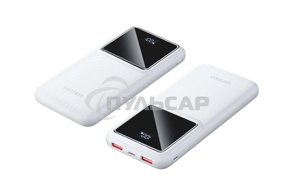 Портативный аккумулятор Vention 10000mAh(M/C-A/A)22.5W белый с LED Дисплеем
