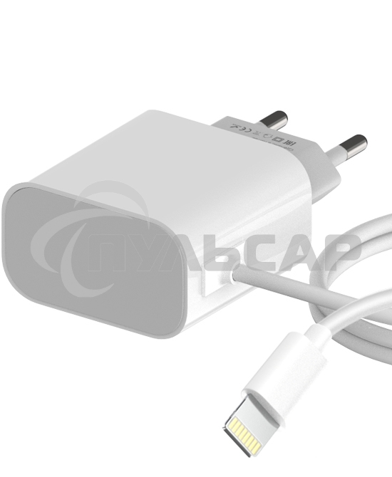 Сетевое зарядное устройство Maxvi CHL-240L Lightning 2.4A, литой кабель 1.2м, белый
