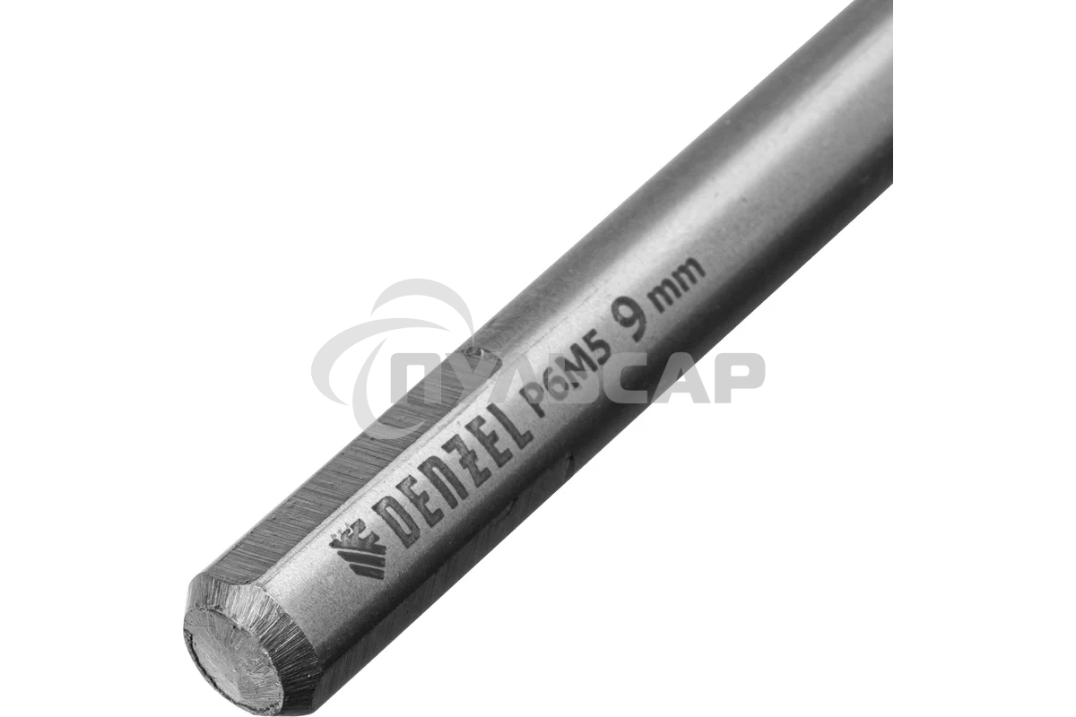 Сверло спиральное по металлу Denzel 9 х 175 мм, Р6М5, Golden Tip, удлиненное