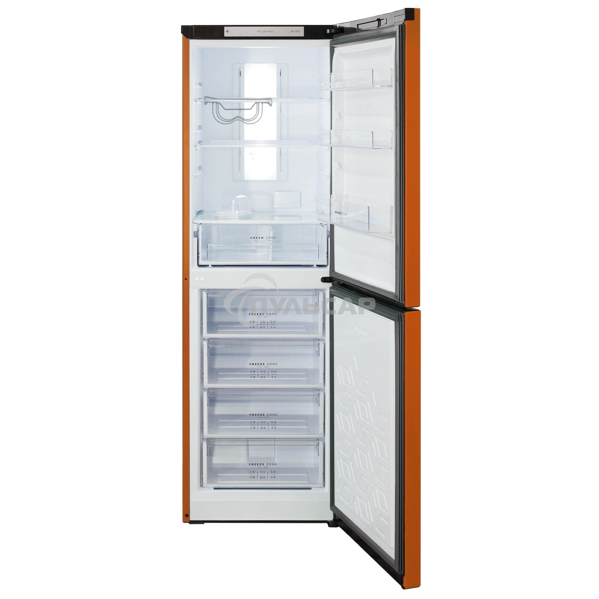 Холодильник Бирюса Б-T940NF оранжевый двухкамерный 210/130 л морозилка снизу, No Frost