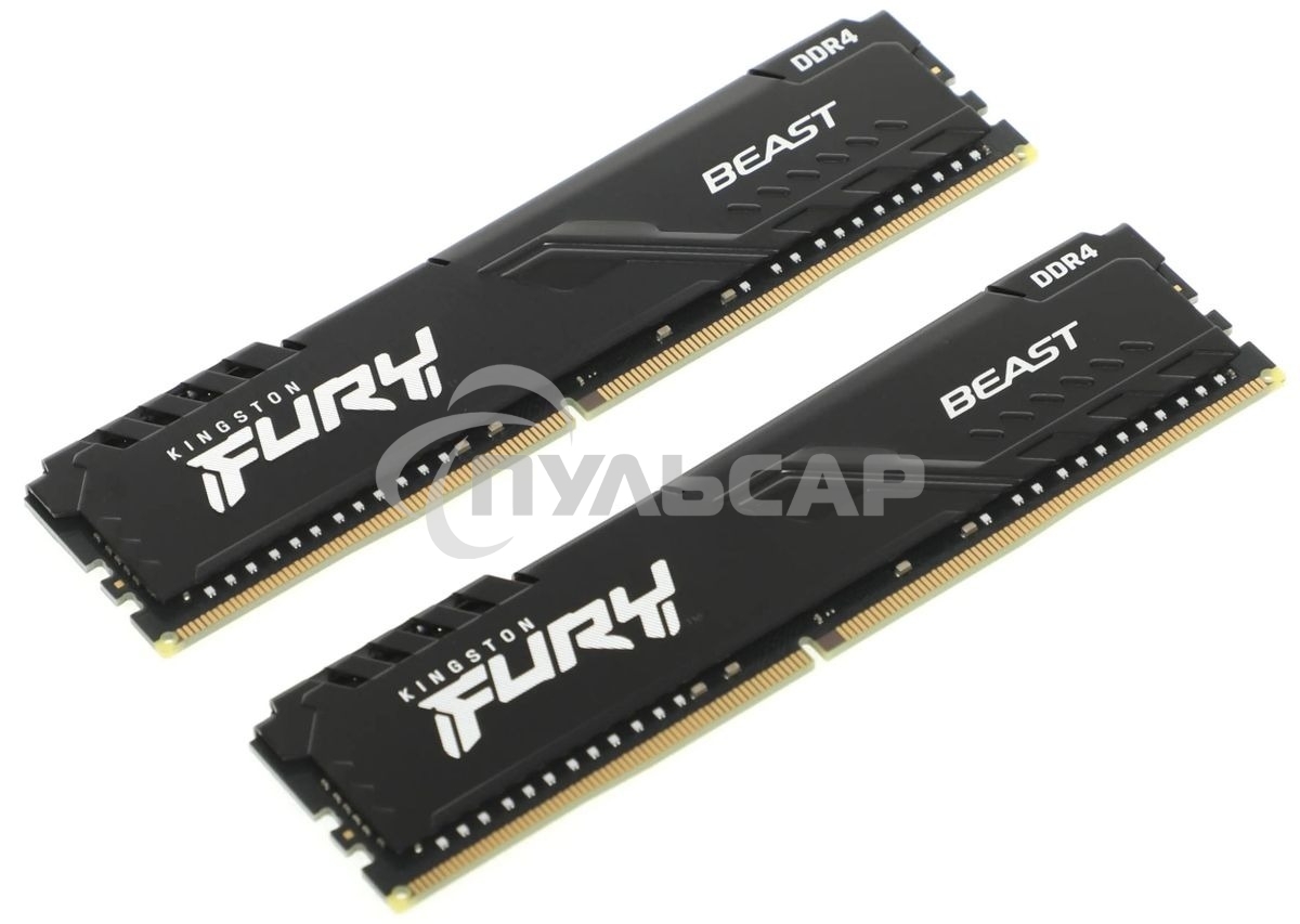 Оперативная память Kingston Fury Beast, DDR4, 64Gb (2x32Gb), 3200MHz, CL16, DIMM, черный
