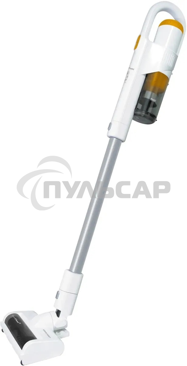 Пылесос вертикальный Coolfort CF-3001 белый, питание от аккумулятора, 150 Вт, уборка сухая, пылесборник 0.5 л, работа от АКБ max 30 мин.