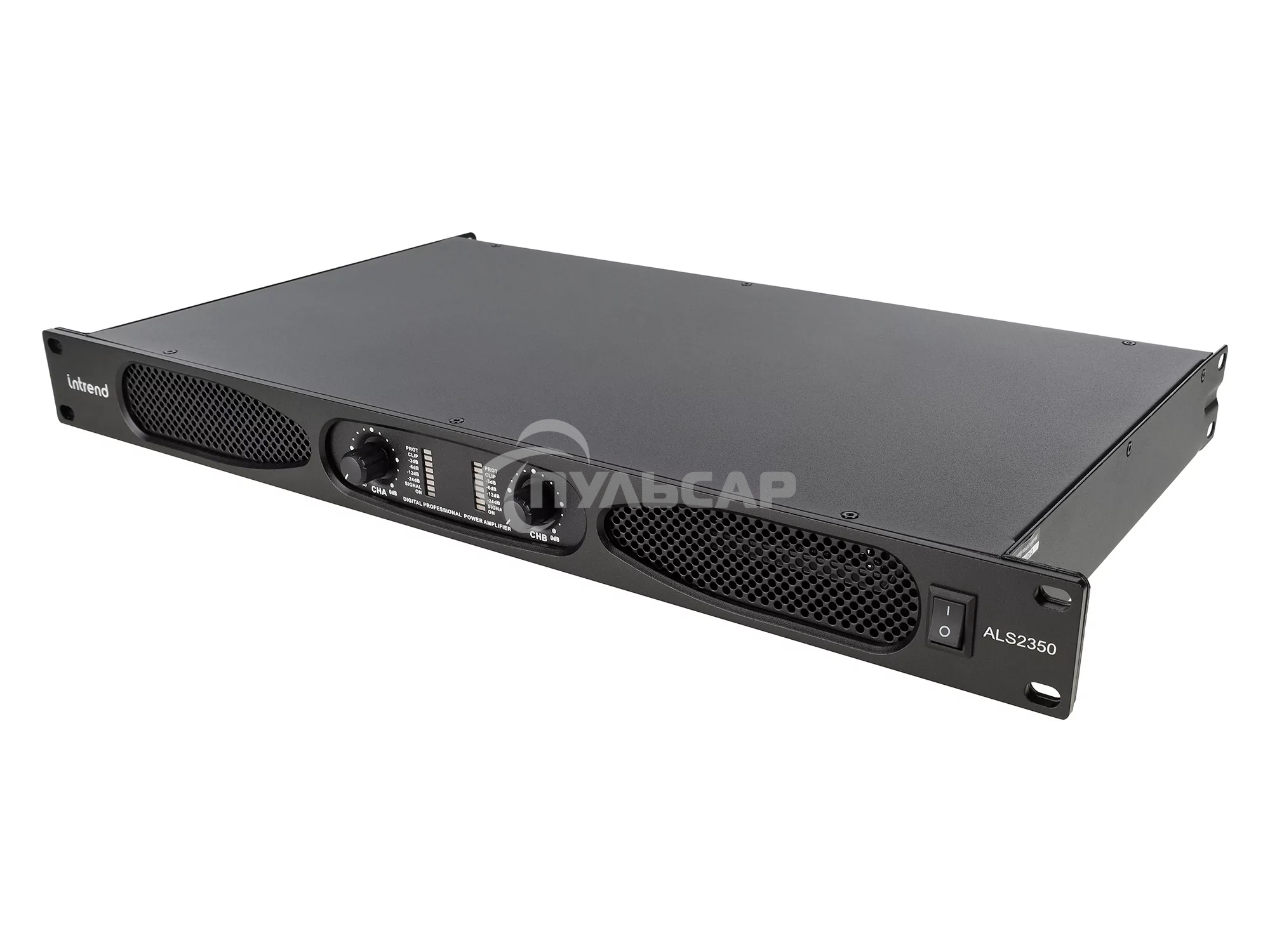 Усилитель Intrend ALS 2350 Двухканальный, 2х350Вт/8Ом, 2х580Вт/4Ом, 2х800Вт/2Ом, 1х1160Вт/8Ом, 1х1600Вт/4Ом.