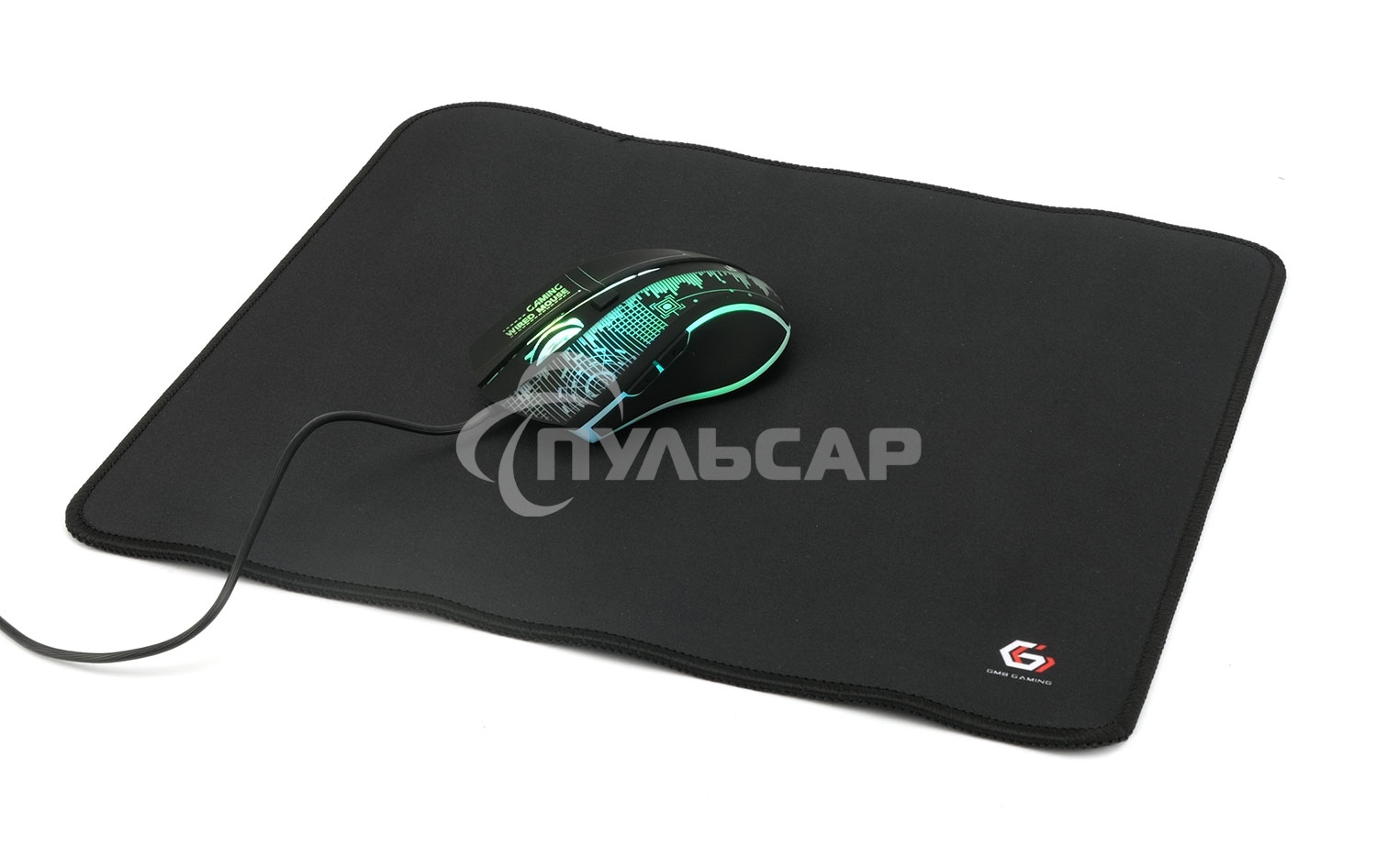 Коврик для мыши Gembird MP-35-30-BLACK, черный, 350х300х3мм, ткань/резина, оверлок, коробка