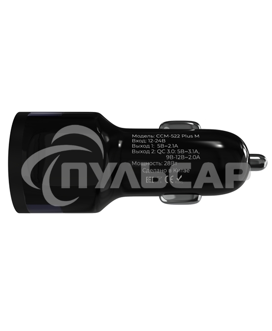 Автомобильное зарядное устройство Maxvi CCM-522 Plus M черный 5.2A