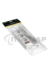 Удлинитель ExeGate EC-3-1.8W (EX279346RU), белый, 1,8 м, евровилка с заземлением, 3 евророзетки с заземлением, 2200 Вт