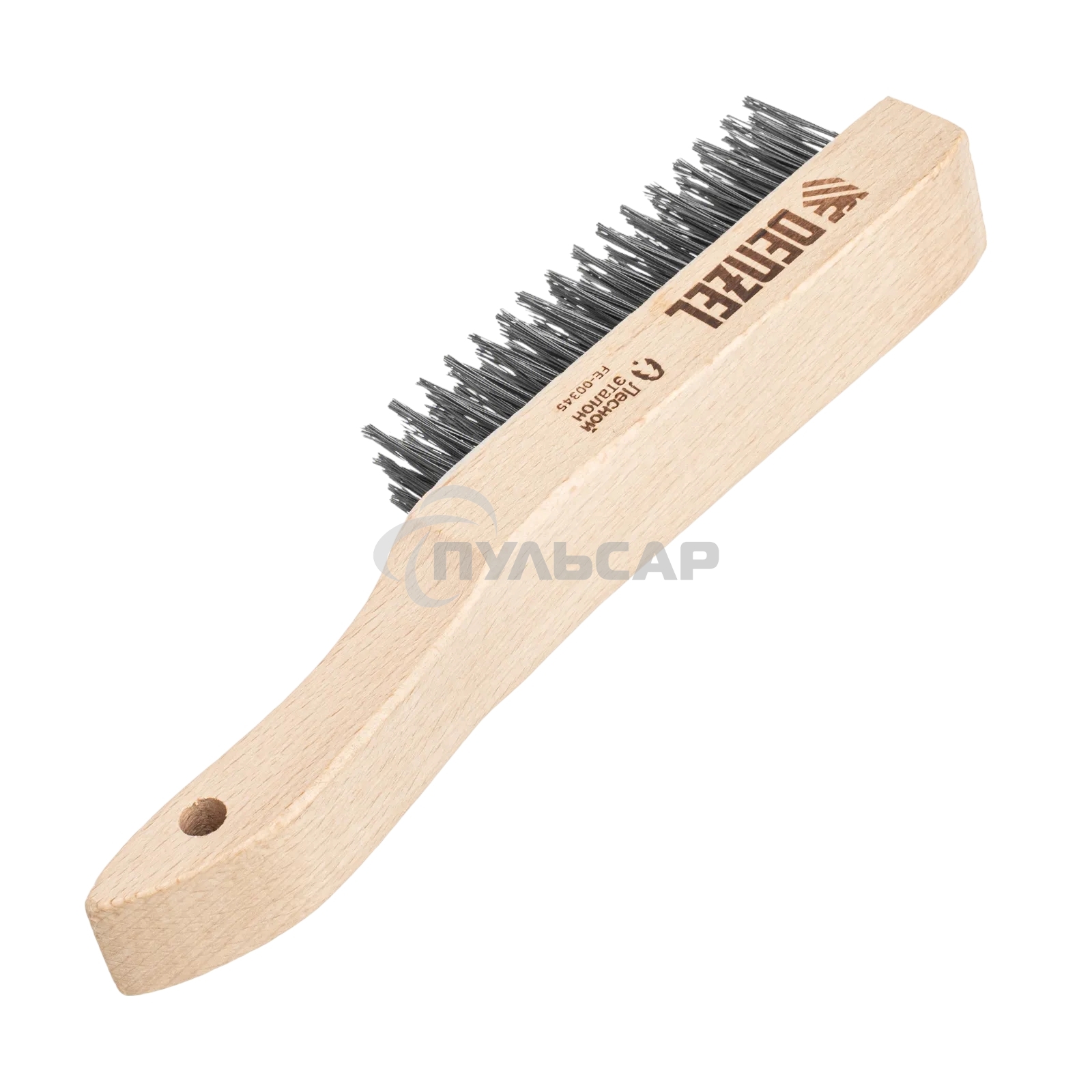 Щетка зачистная Denzel 6-и рядная, прямая проволока из нержавеющей стали с деревянной ручкой, EFP