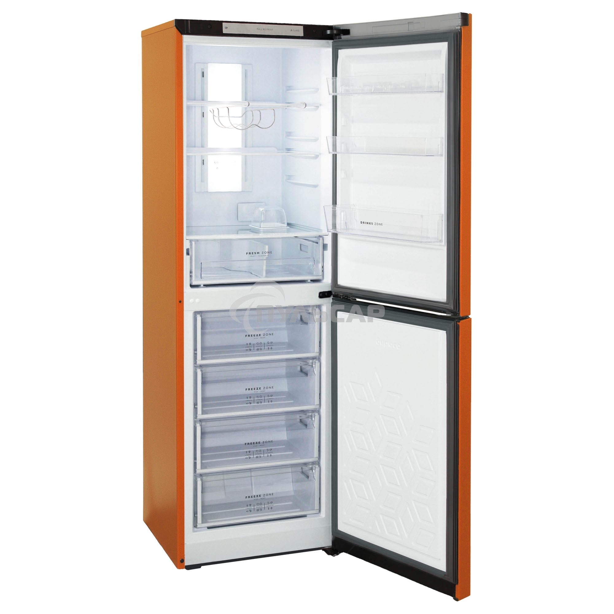 Холодильник Бирюса Б-T940NF оранжевый двухкамерный 210/130 л морозилка снизу, No Frost