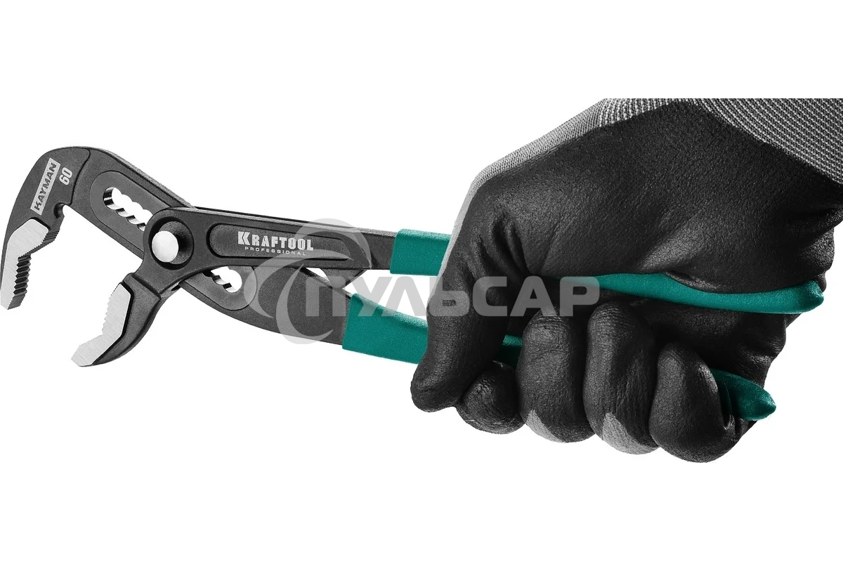 Клещи переставные KRAFTOOL 22353-25 Bulldog Cr-V, max захват 60мм, губки 6мм, 250мм