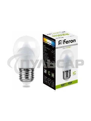 Лампа светодиодная Feron LB-550 9W 230V E27 4000K G45
