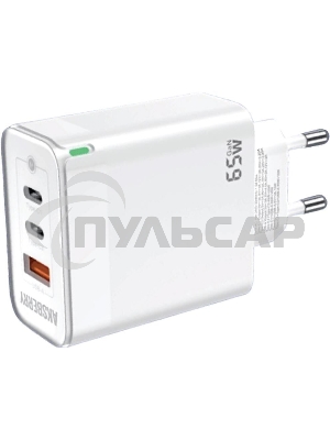 Зарядное устройство Aksberry T50 USBC+USBC+ USBA QC3.0 65w (белый)
