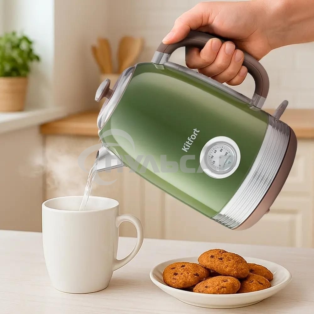 Чайник электрический Kitfort KT-6110 1.7л. 2200Вт зеленый (корпус: нержавеющая сталь)