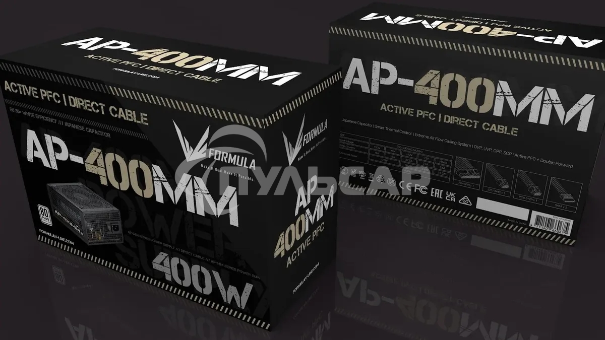 Блок питания Aerocool / Formula ATX 400W AP-400ММ 80 PLUS WHITE (20+4pin) APFC 120мм fan 6xSATA RTL