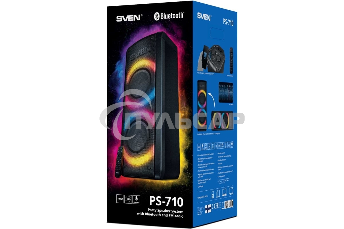 Портативная акустика Sven АС PS-710 черный 100 Вт Bluetooth