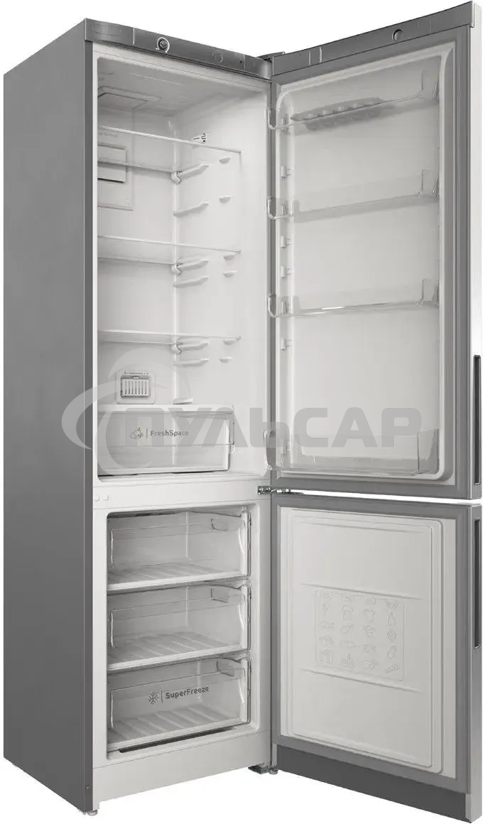 Холодильник Indesit ITS 4200 G серебристый двухкамерный 247/78л морозилка снизу, No Frost