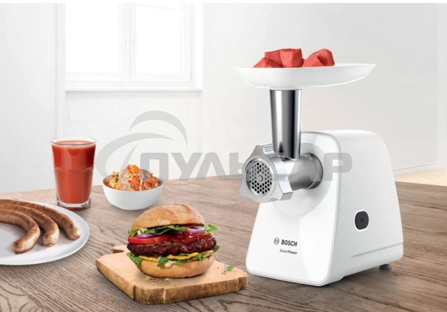 Мясорубка электрическая Bosch MFW2517W 1500 Вт, 1.7 кг/мин, белый