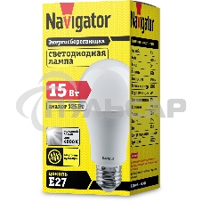 Лампа светодиодная Navigator NLL-A60-15-230-4K-E27 15 Вт грушевидная 4000К белый E27 1200 лм 176-264В