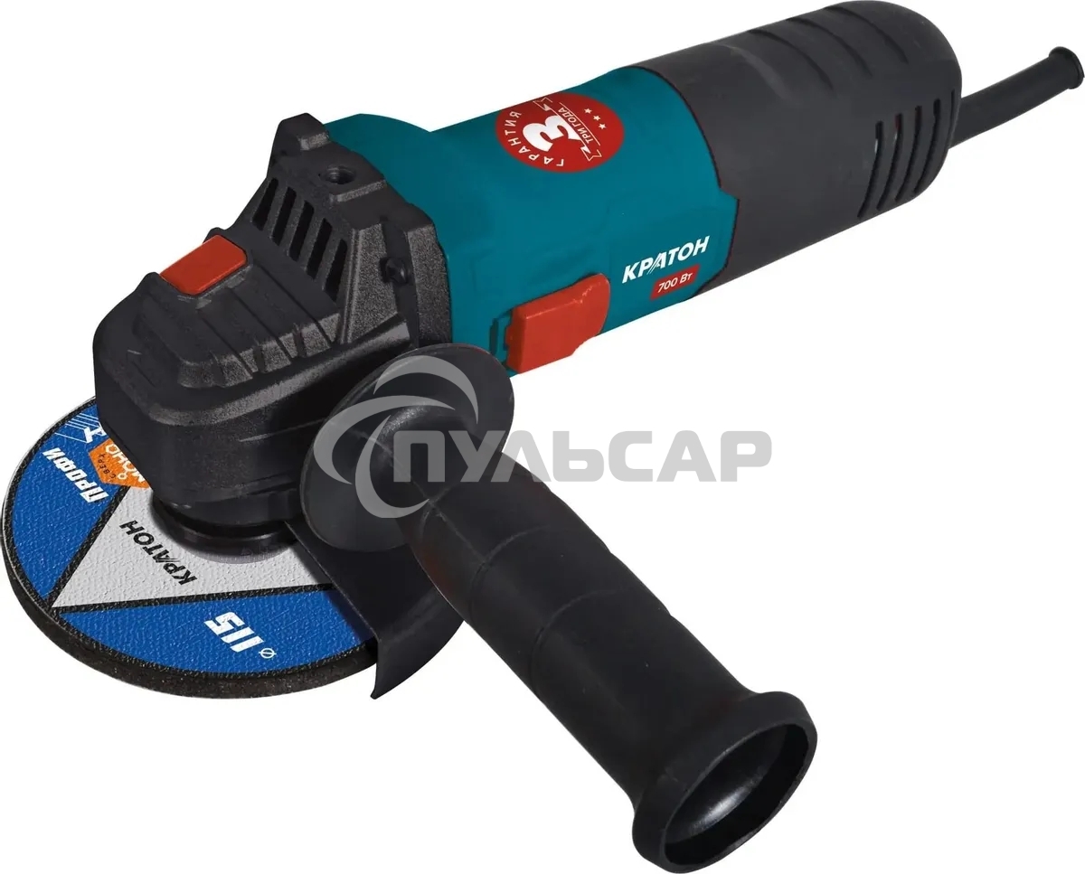 Углошлифовальная машина Кратон AMG-700-115 700Вт 11000об/мин рез.шпин.:M14 d=115мм (3 05 01 039)