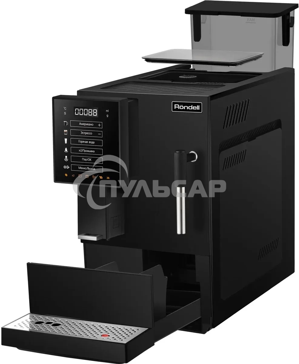 Кофемашина автоматическая Rondell-МБТ RDE-1117 черный, исп. кофе - зерновой, 1.1 л, 1351 Вт, 20 бар