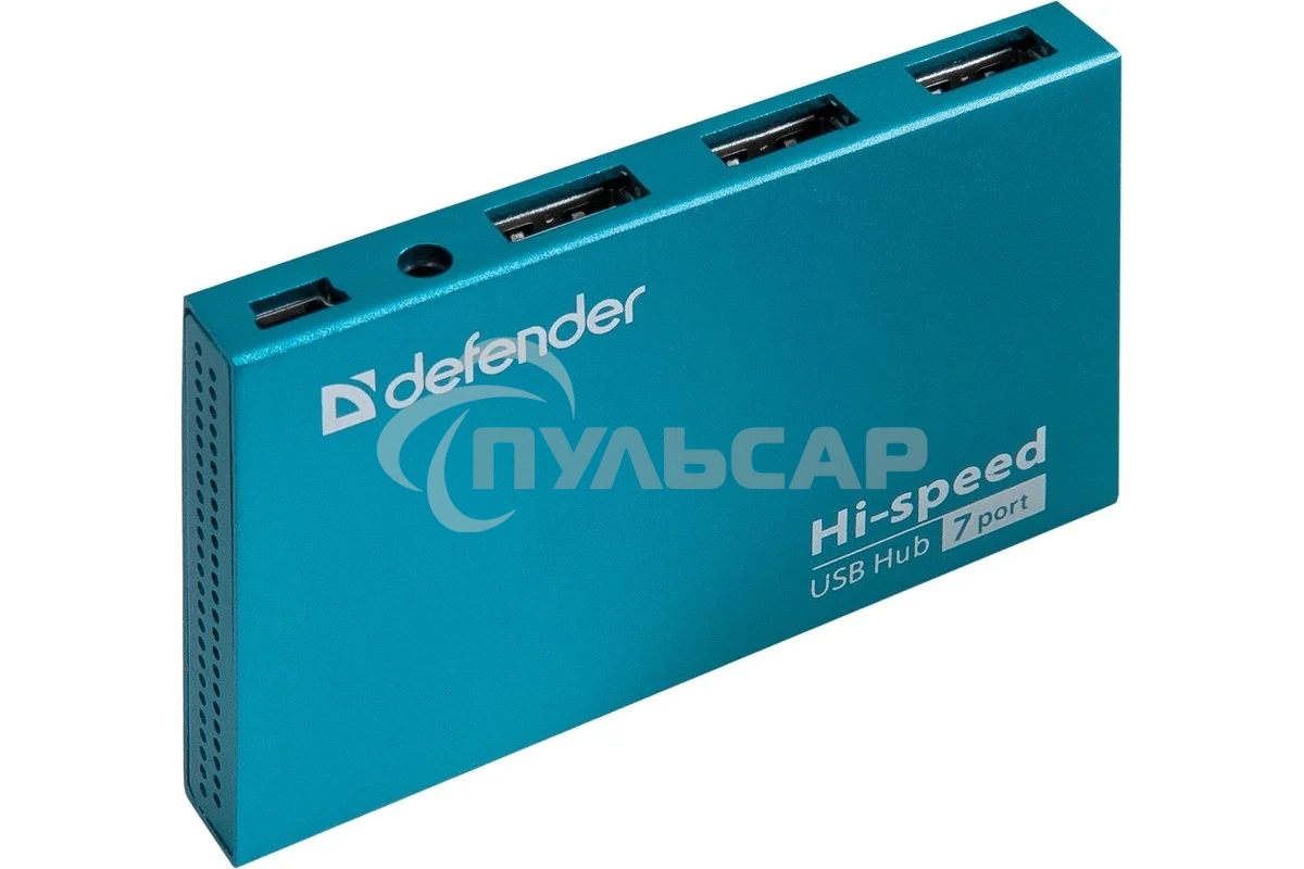 Разветвитель Defender SEPTIMA SLIM USB2.0 - 7 портов, + блок питания DC 5В 2А, + кабель USB 2.0 A(M) - MiniB (M) - 1м