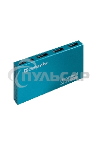 Разветвитель Defender SEPTIMA SLIM USB2.0 - 7 портов, + блок питания DC 5В 2А, + кабель USB 2.0 A(M) - MiniB (M) - 1м
