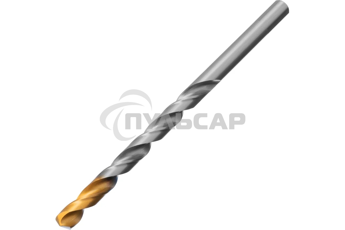 Сверло спиральное по металлу Denzel 10 х 184 мм, Р6М5, Golden Tip, удлиненное