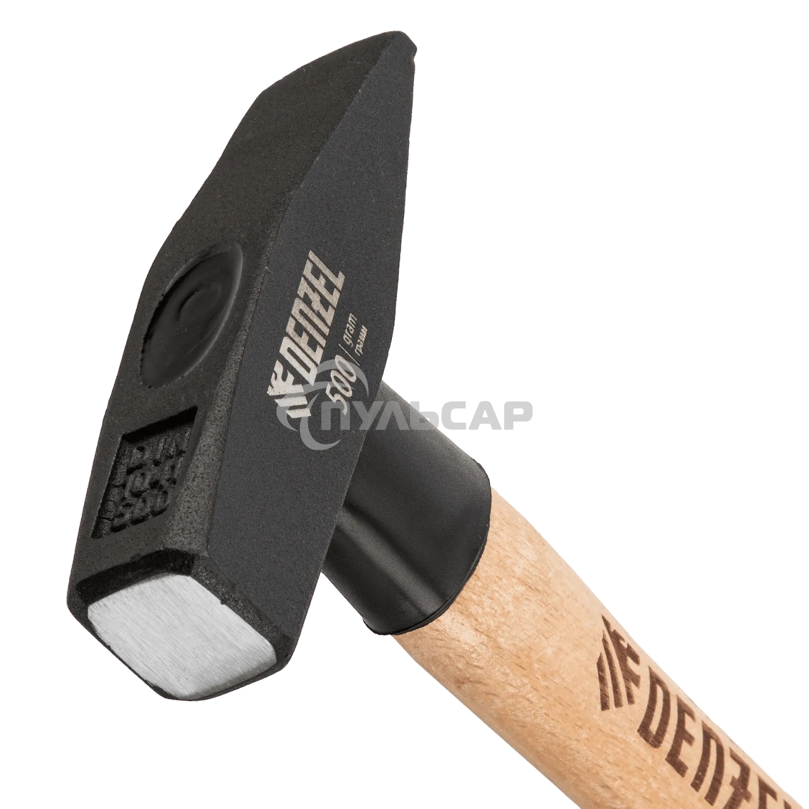 Молоток слесарный Denzel 500 г, кованый квадратный боек, буковая рукоятка