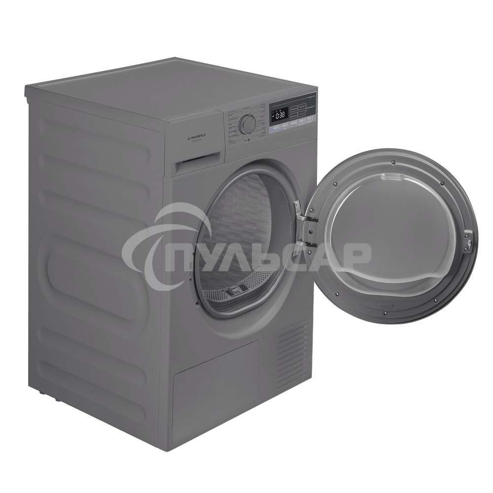 Сушильная машина Maunfeld MFDM168SL02 нержавеющая сталь, 8 кг, сушка - тепловой насос, программ - 16, 59.5 x 84.5 x 61 см