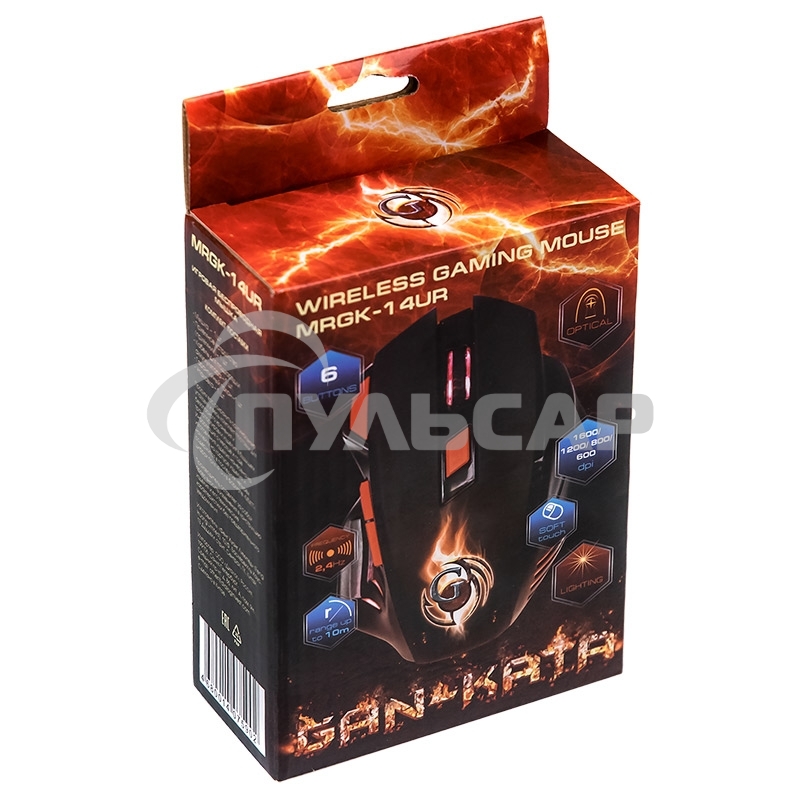 Мышь беспроводная Dialog Gan-Kata MRGK-14UR черный, 1600 dpi, радиоканал, USB, кнопки - 6