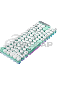 Клавиатура беспроводная Gembird KBW-9, 80кл, подсветка 6 цв, BT 5.1/радио/USB, белая