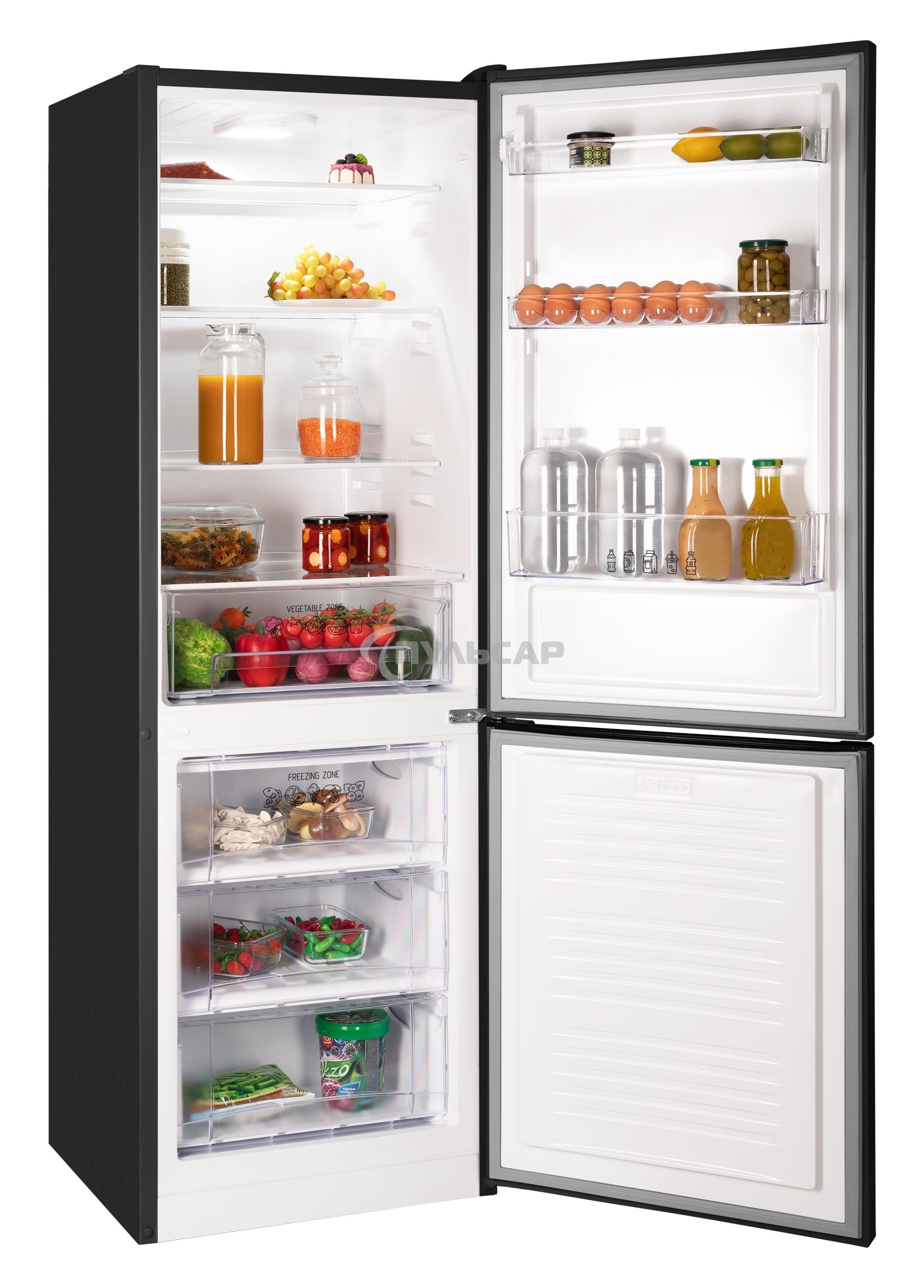 Холодильник Nordfrost NRB 132 B черный двухкамерный 205/100 л морозилка снизу, капельная система