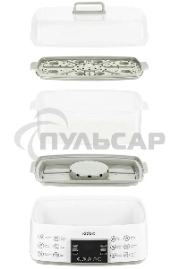 Пароварка Kitfort КТ-6431 2ярус. 800Вт белый/серый
