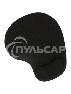 Коврик для мыши с подушкой под запястье Gembird MP-WR-BLACK, черный, 225х195х5мм, ткань/резина, блистер