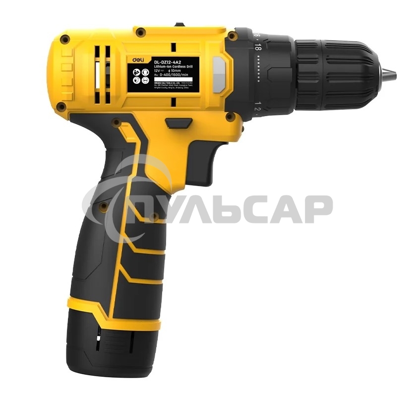Дрель-шуруповерт Deli DL-DZ12-4A2, Аккумуляторная, 12В, 1 АКБ