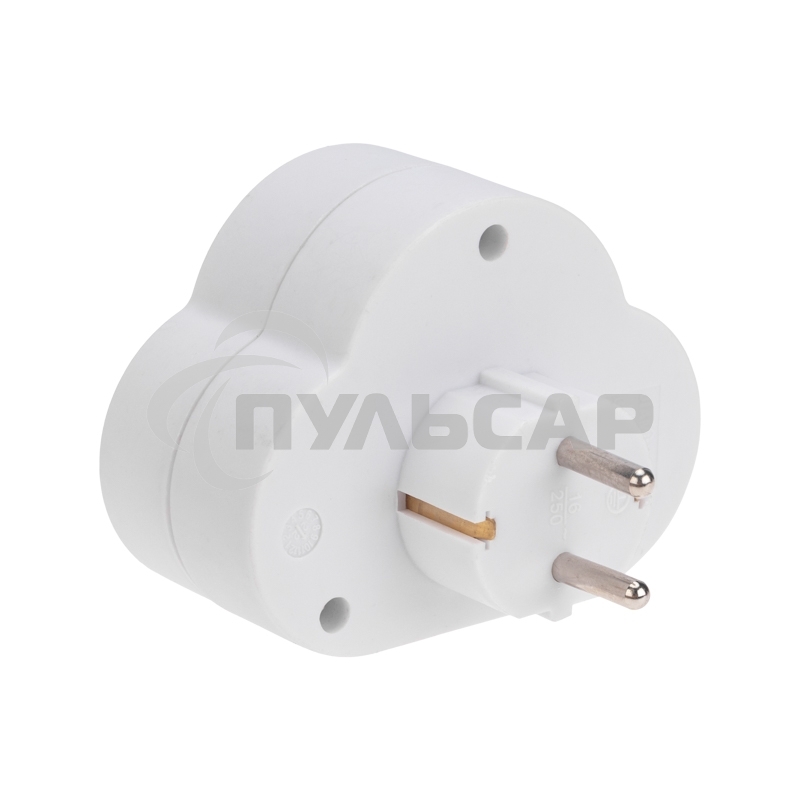 Двойник Rexant электрический 16А с/з с выключателем и защитными шторками, белый