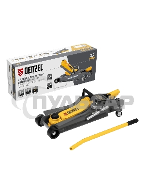 Домкрат гидравлический подкатной с фиксатором Denzel 2,5 т, 85-385 мм