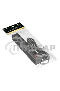 Удлинитель ExeGate EC-5-3B (EX279357RUS), черный, 3 м, 	евровилка с заземлением, 5 евророзеток с заземлением, 2200 Вт