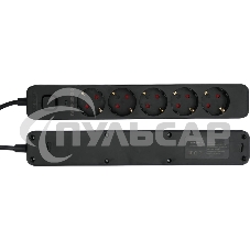 Сетевой фильтр Гарнизон 2.0 EPS-5-B-5, 5 р, 10А, 5м, ур.защиты 2+, черный, пакет