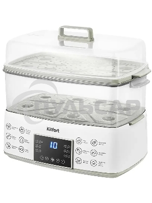 Пароварка Kitfort КТ-6431 2ярус. 800Вт белый/серый