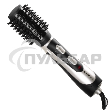 Фен-расческа Galaxy Line GL 4411, черный с серебристым, 1200 Вт, 2 скорости потока воздуха, 3 температурных режима, шнур, вращающийся на 360° с подвесной петлей, 3 насадки в комплекте