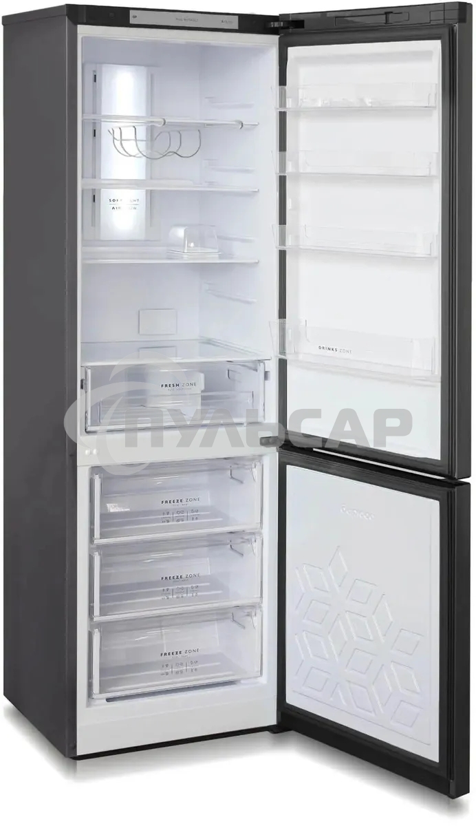 Холодильник Бирюса Б-W960NF графит двухкамерный 240/100л морозилка снизу, No Frost