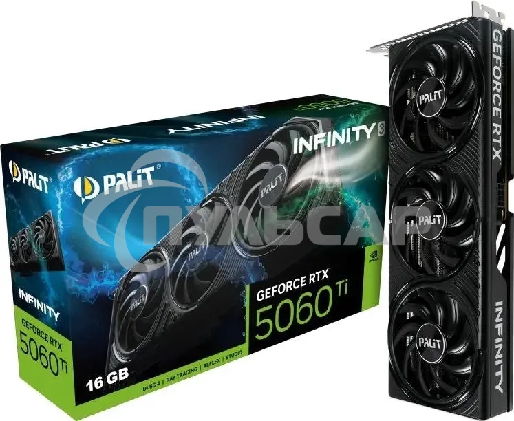 Видеокарта Palit PCI-E 5.0 RTX 5060Ti INFINITY 3 NVIDIA GeForce RTX 5060TI 16Gb 128bit GDDR7 2407/28000 HDMIx1 DPx3 HDCP Ret
